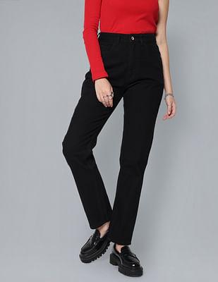 straight fit high rise jeans