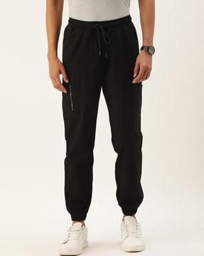 straight fit jogger pants with drawstring waist