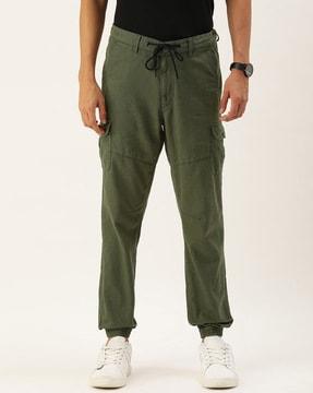 straight fit jogger pants with drawstring waist