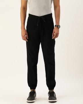 straight fit jogger pants with drawstring waist