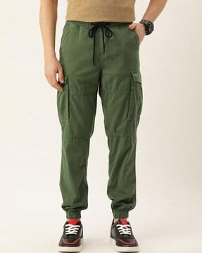 straight fit joggers with drawstring waist
