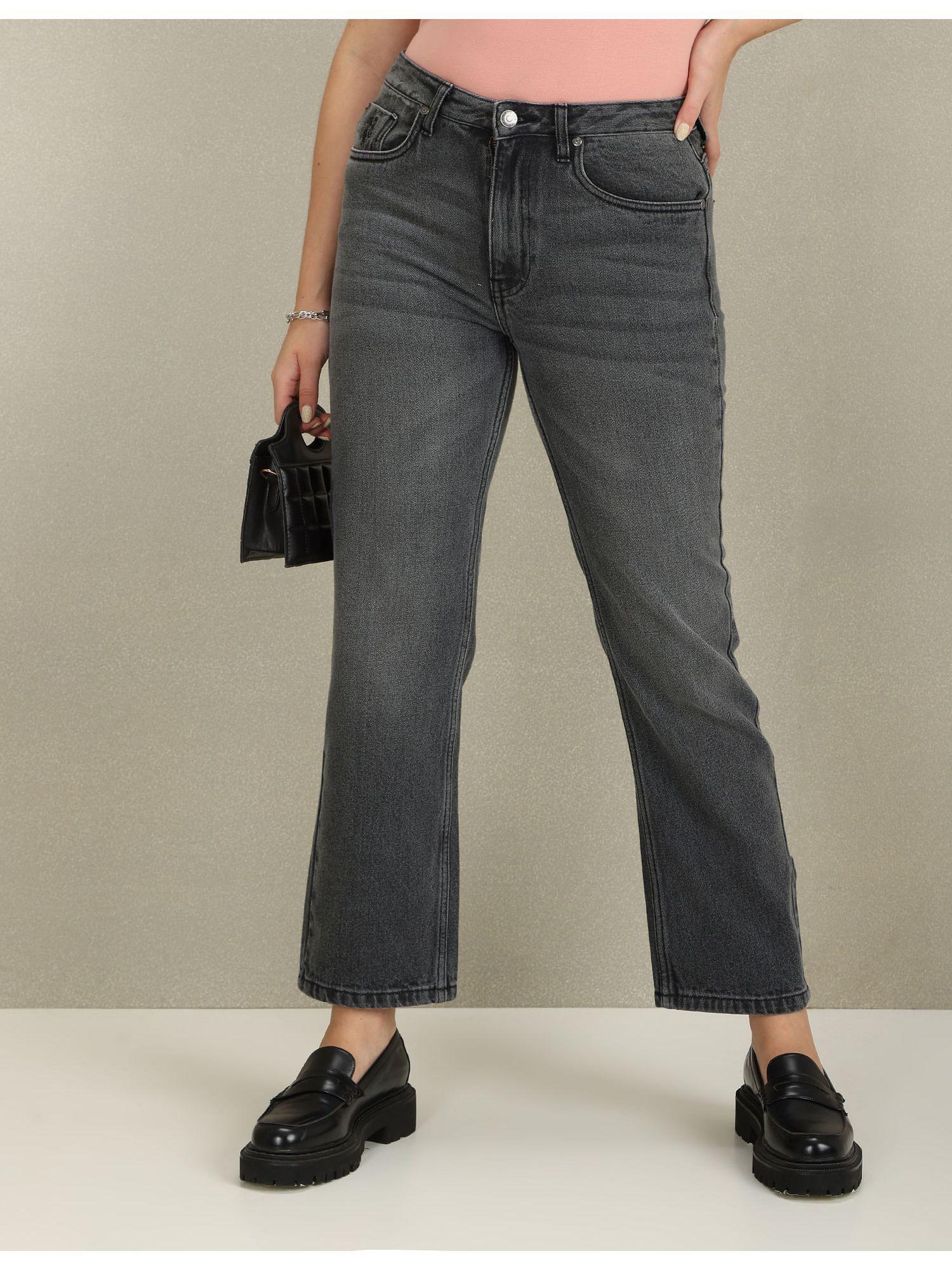 straight fit mid rise jeans