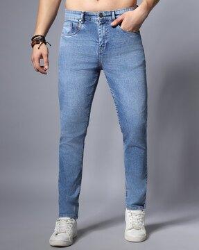 straight fit mid-rise jeans