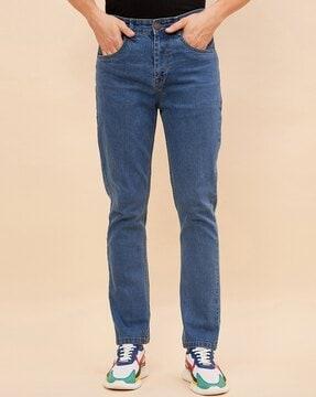 straight fit mid-rise jeans