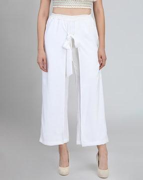 straight fit palazzos with drawstring waist