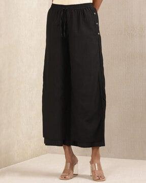 straight fit palazzos with elasticated drawstring waist