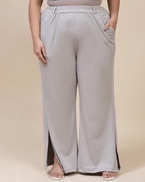 straight fit palazzos with elasticated waist