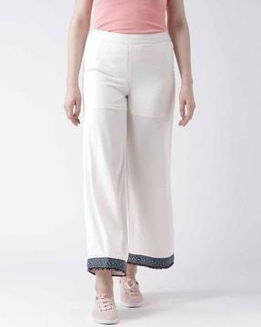 straight fit palazzos with elasticated waist