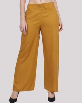 straight fit palazzos with elasticated waistband