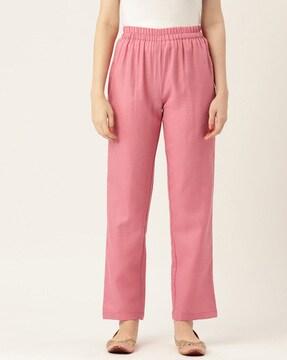 straight fit palazzos with elasticated waistband