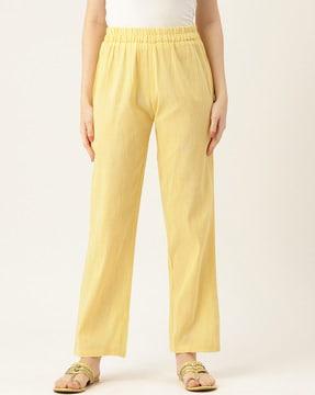 straight fit palazzos with elasticated waistband