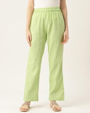 straight fit palazzos with elasticated waistband