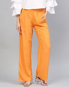 straight fit palazzos with insert pockets