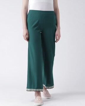 straight fit palazzos with lace hem