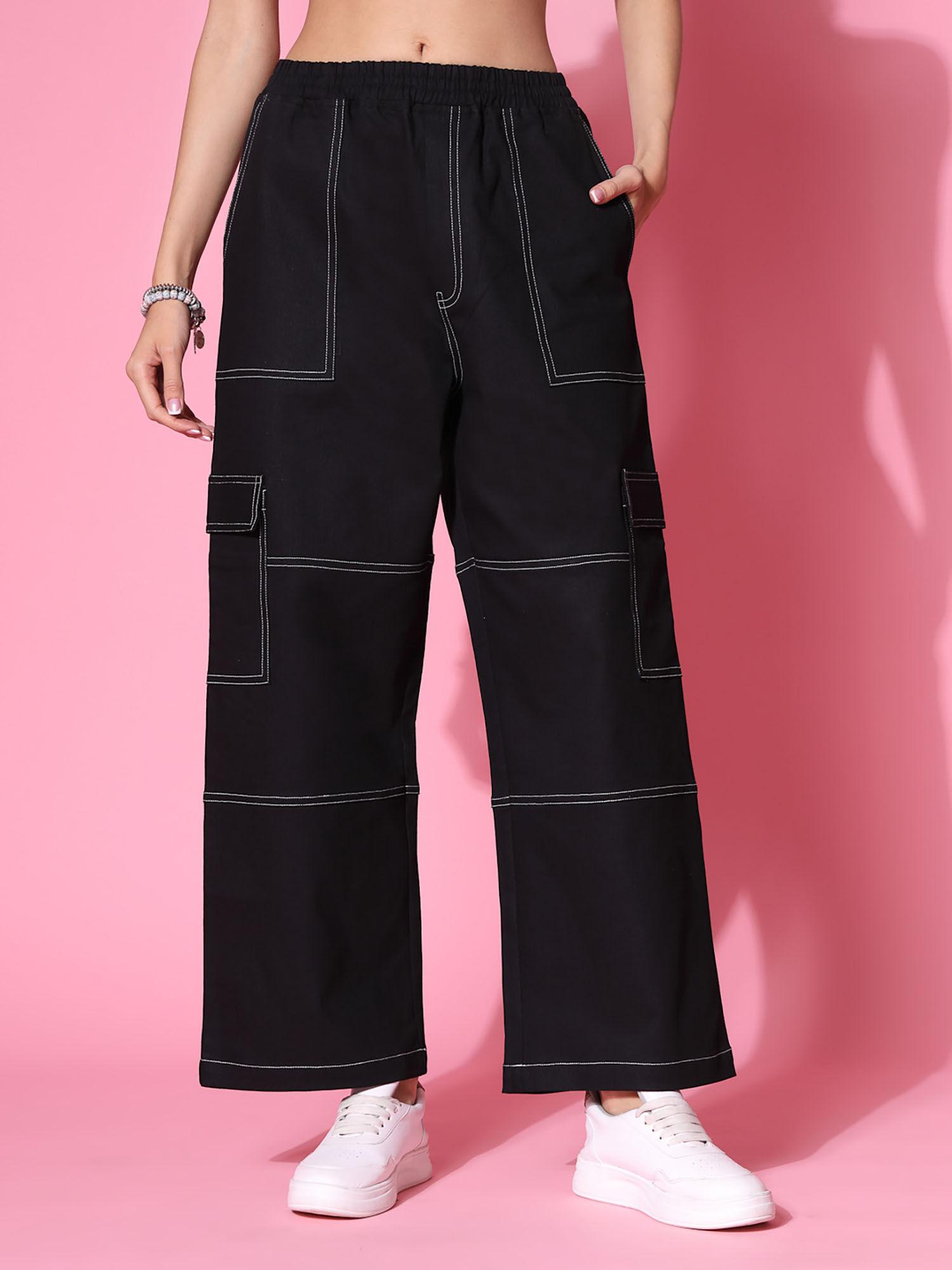 straight fit pant with contrast stitch