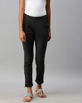 straight fit pants with elasticated band
