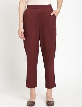 straight fit pants with elasticated waist