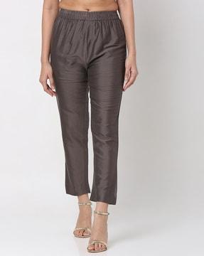 straight fit pants with elasticated waist