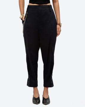 straight fit pants with elasticated waist