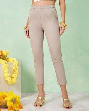 straight fit pants with elasticated waist