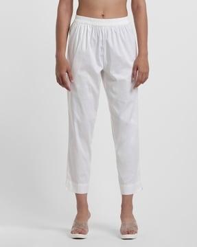 straight fit pants with elasticated waist