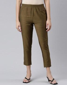 straight fit pants with elasticated waistband