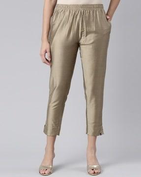 straight fit pants with elasticated waistband