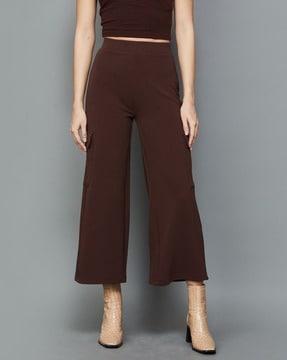 straight fit pants with semi-elasticated waist