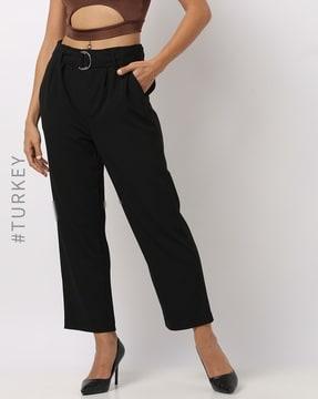 straight fit pants with slip pockets