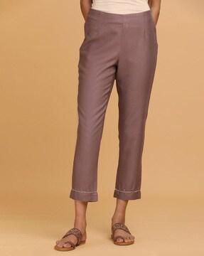 straight fit pants with zari border