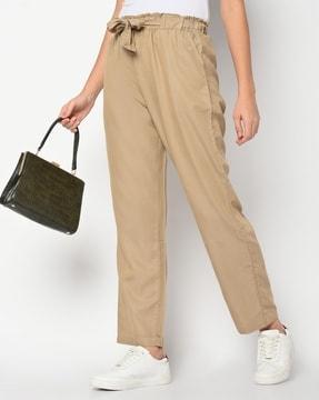 straight fit paperbag waist pants