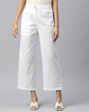 straight fit pleat-front pants