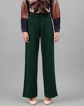 straight fit pleat front trousers