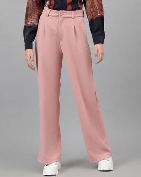 straight fit pleat front trousers