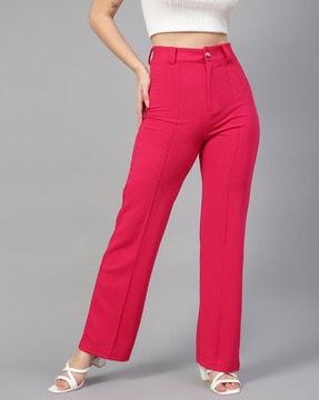 straight fit pleat-front trousers