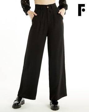 straight fit pleat-front trousers
