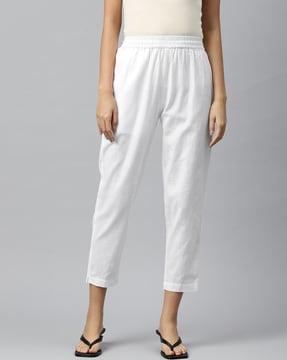 straight fit pleated pants with insert pocket