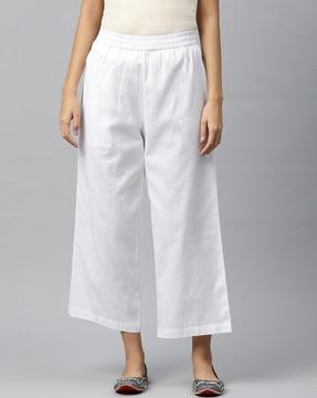 straight fit pleated pants with insert pocket