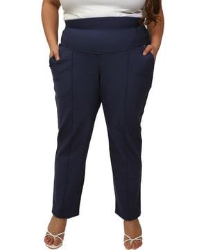 straight fit plus size pants with insert pockets