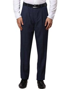 straight fit single-pleat trousers