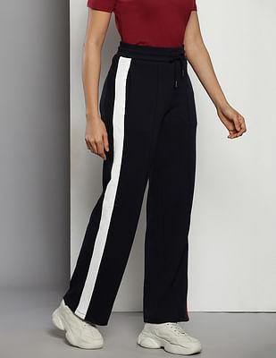 straight fit split global stripe trousers