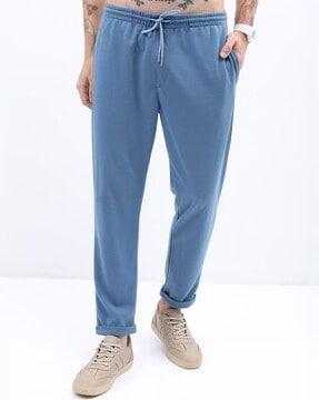 straight fit track pants with drawstring waist