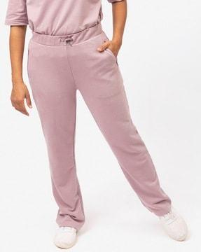 straight fit track pants with elasticated waist