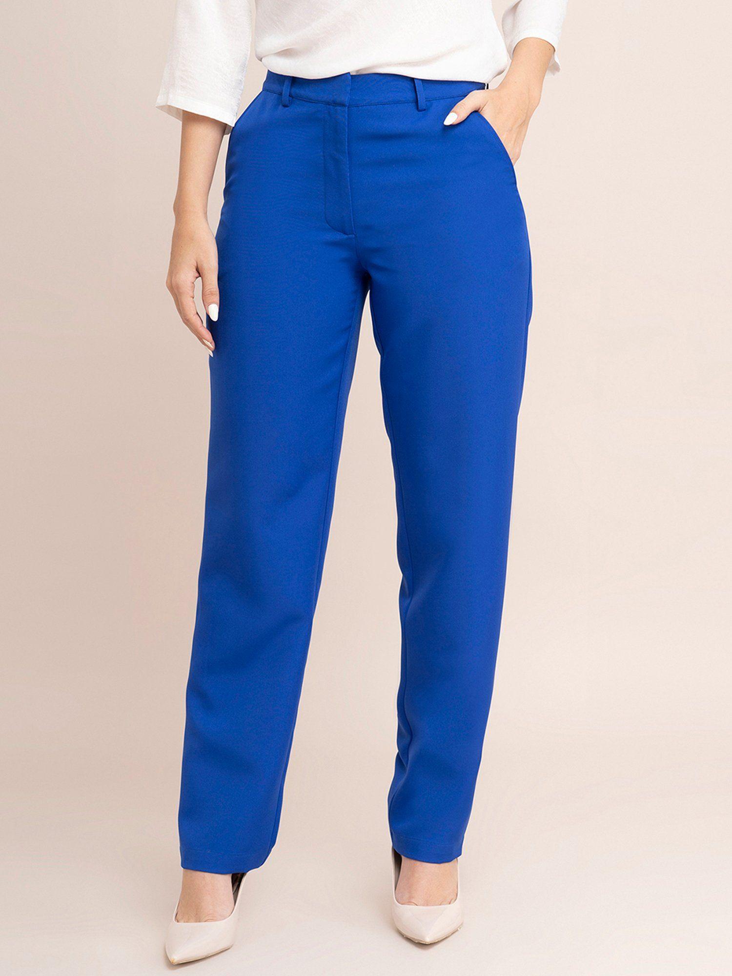 straight fit trousers - royal blue