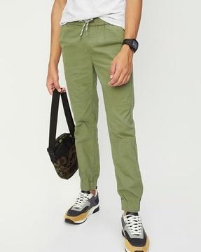 straight fit trousers with drawstring waist