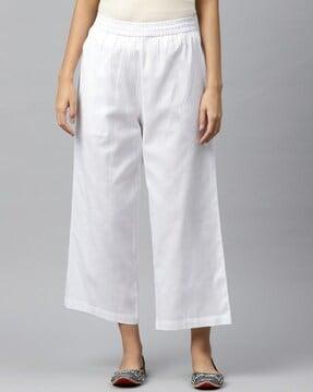 straight fit trousers with elasticated waist