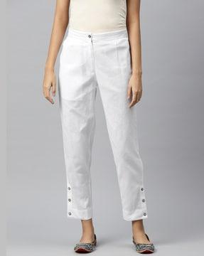 straight fit trousers with elasticated waist