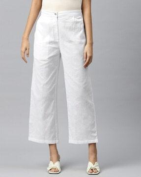 straight fit trousers with elasticated waist