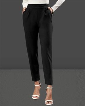 straight fit trousers with elasticated waist