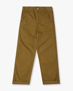 straight fit trousers with semi-elasticated waist